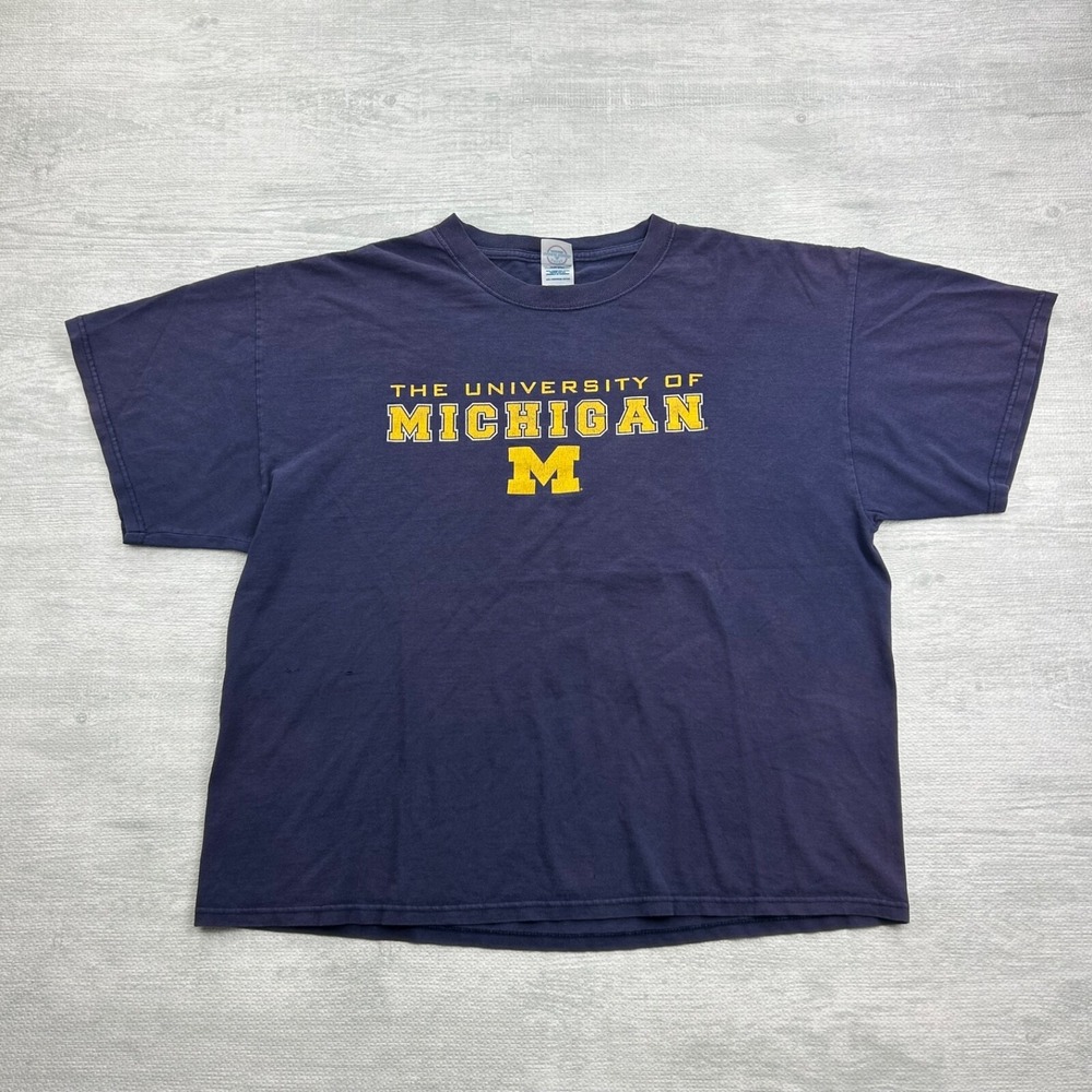 Vintage 90s Michigan Wolverines Shirt Size XL Blue NCAA‎ College University Logo